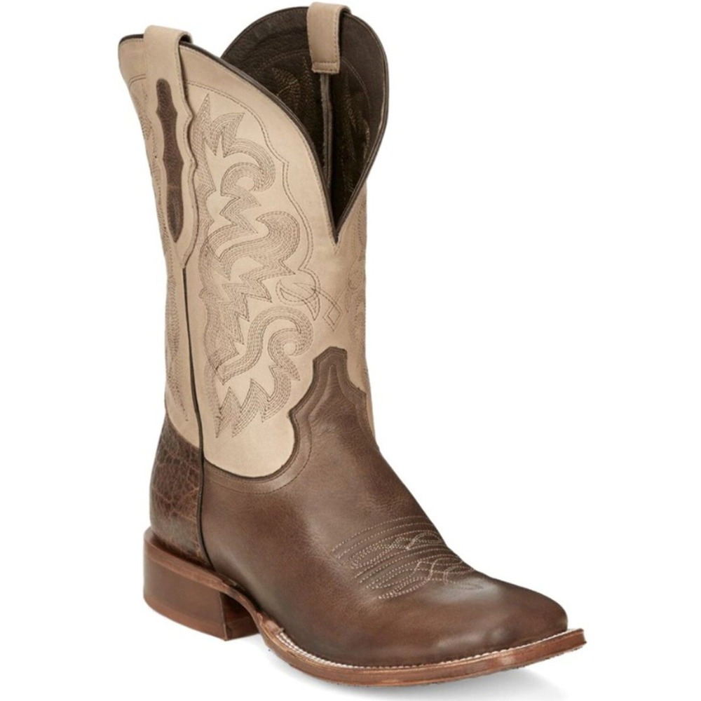 NWT Tony Lama Jinglebob Brown Leather Western Boots‎ - Broad Square Toe size 12D